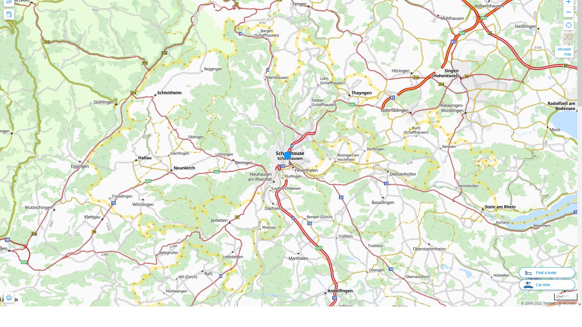Schaffhausen Suisse Autoroute et carte routiere